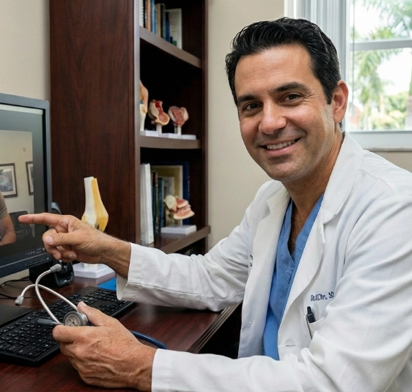 Armando talking to a client