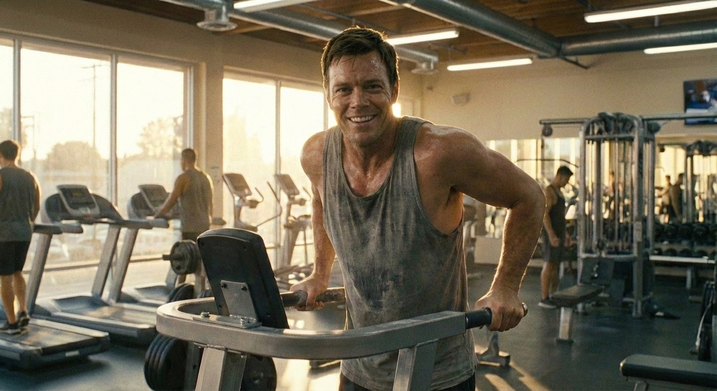 Rob doing dips at the gym 2 year on TRT